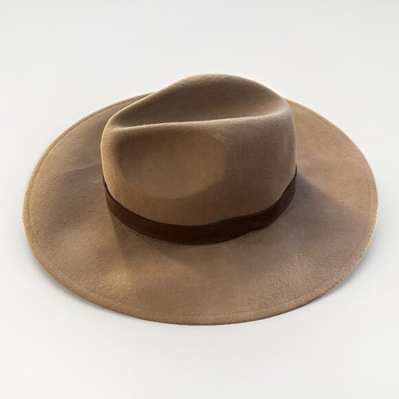 Free People 100% Wool Hat One Size Fedora Boho Festival Western Neutrals Minimal - Picture 3 of 11